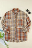 Plaid Snap Down Dropped Shoulder Shacket - Trendsi - Flyclothing LLC