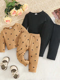 Children's Heart Print Ribbed Top and Pants Set - Trendsi - Flyclothing LLC