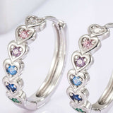 925 Sterling Silver Inlaid Zircon Heart Huggie Earrings - Trendsi - Flyclothing LLC