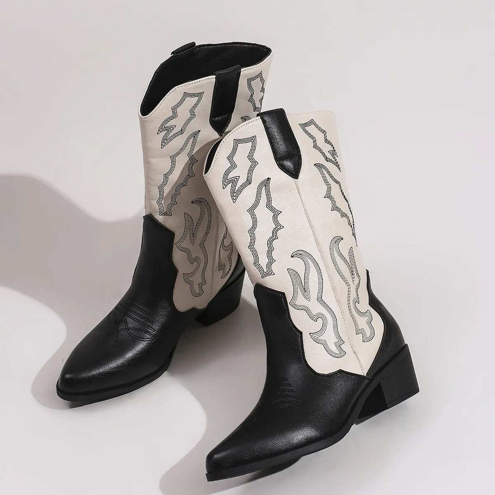 Point Toe Block Heels Boots - Trendsi - Flyclothing LLC