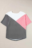 Color Block Round Neck Half Sleeve Top - Trendsi - Flyclothing LLC