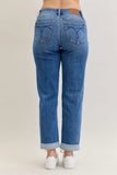 Judy Blue Full Size Mid Rise BF Classic Cuffed Jeans Plus Size - Trendsi - Flyclothing LLC