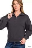 Zenana Fleece High Neck Half Zip Sweatshirt - Trendsi - Flyclothing LLC