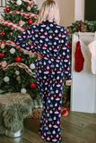 Christmas Lights Print Collared Neck Top and Pants Set - Trendsi - Flyclothing LLC
