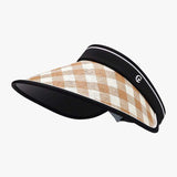 Plaid Natural Grass Adjustable Sun Hat - Trendsi - Flyclothing LLC