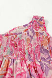 Floral Print Shirred One Shoulder Maxi Dress - Trendsi - Flyclothing LLC