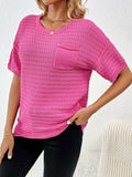 Round Neck Half Sleeve Knit Top - Trendsi - Flyclothing LLC