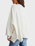 Round Neck Long Sleeve Sweater - Trendsi - Flyclothing LLC
