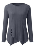 Decorative Button Round Neck Long Sleeve Top - Trendsi - Flyclothing LLC