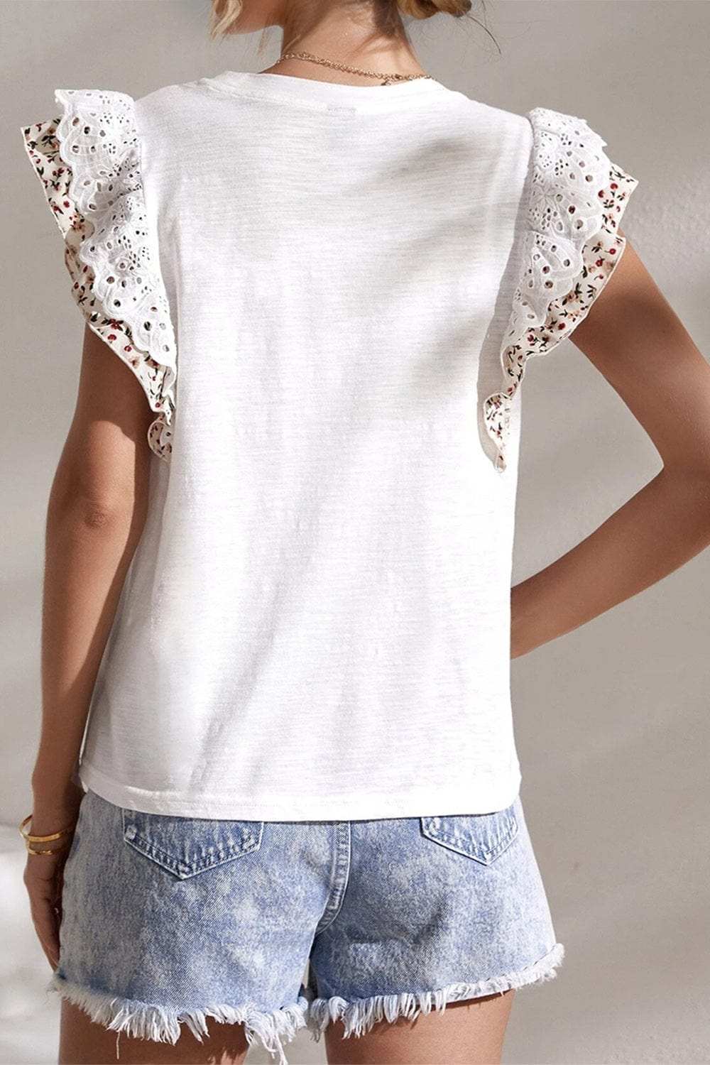 Oh Full Size Ruffled Round Neck Cap Sleeve Top - Trendsi - Flyclothing LLC