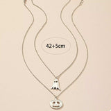 2 Piece Halloween Ghost & Pumpkin Pendant Necklace - Trendsi - Flyclothing LLC