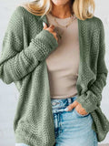 Scalloped Edge Eyelet Knit Batwing Sleeve Cardigan - Trendsi - Flyclothing LLC