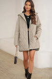 Snap Down Long Sleeve Quilted Winter Coat - Trendsi - Flyclothing LLC