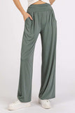 Mittoshop Stretch Banded Waist Wide Leg Pants with Pockets - Trendsi - Flyclothing LLC
