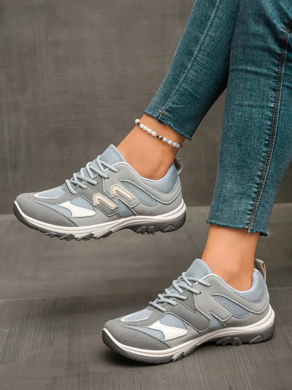 Contrast Lace Up Athletic - Trendsi - Flyclothing LLC