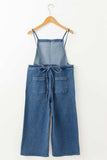 Adjustable Tie Straps Wide Leg Denim Overalls - Trendsi - Flyclothing LLC