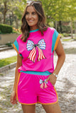 Bow Round Neck Top and Shorts Set - Trendsi - Flyclothing LLC