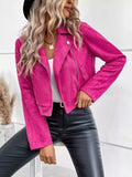 Suede Moto Jacket with Zip Detail - Trendsi - Flyclothing LLC