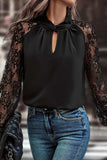 Cutout Lace Detail Long Sleeve Blouse - Trendsi - Flyclothing LLC