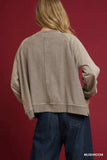 Umgee Mineral Wash French Terry Sweatshirt - Trendsi - Flyclothing LLC