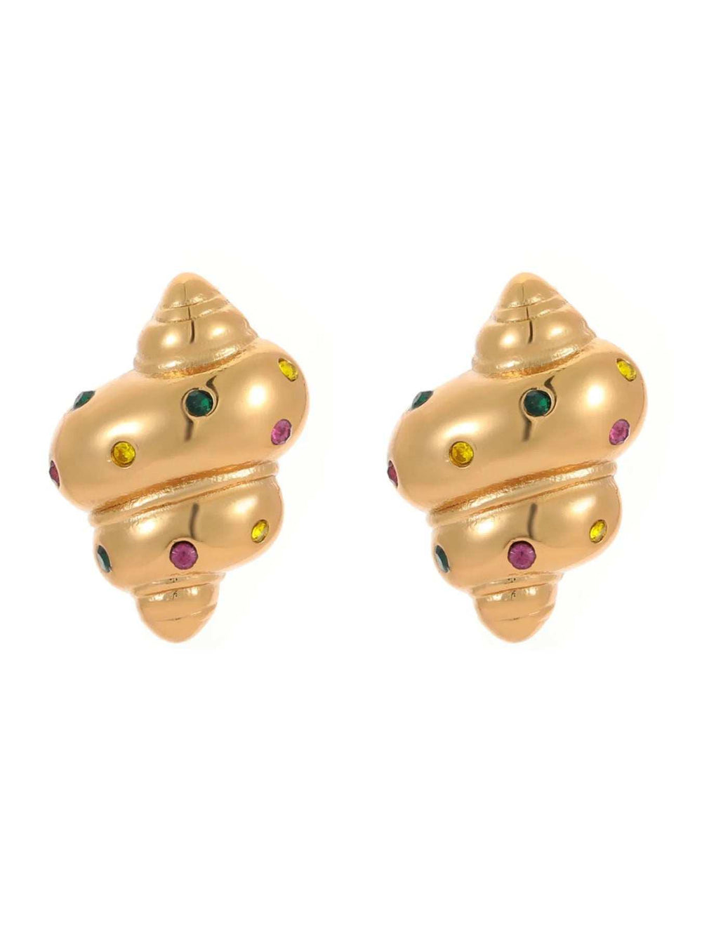 18K Gold-Plated Inlaid Zircon Spiral Earrings - Trendsi - Flyclothing LLC