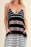Pocketed Striped V-Neck Sleeveless Cami Dress - Trendsi - Flyclothing LLC