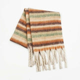 Fringe Contrast Striped Polyester Scarf - Trendsi - Flyclothing LLC