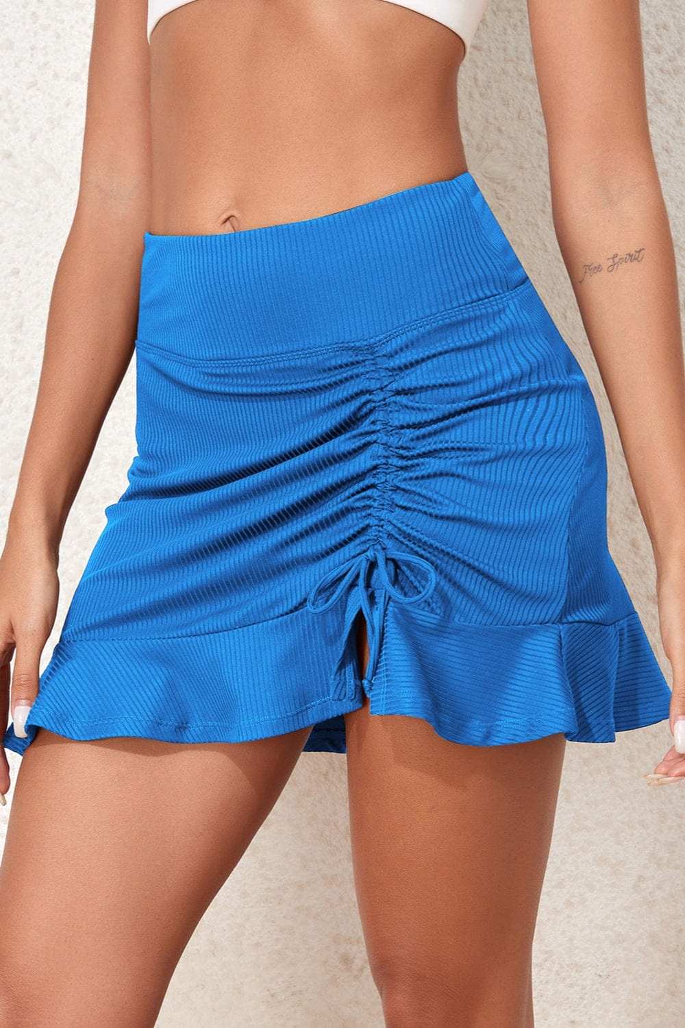 Ruched Elastic Waist Swim Skirt - Trendsi - Flyclothing LLC