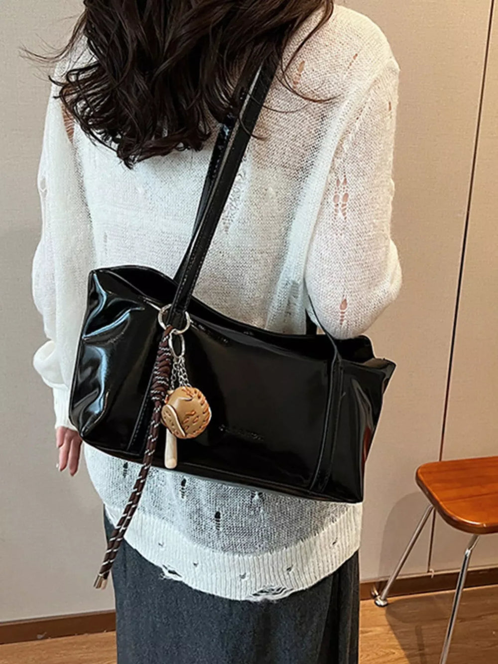 Solid Color Leather Shoulder Bag - Trendsi - Flyclothing LLC