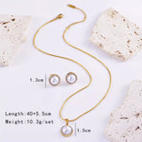 Synthetic Pearl 18K Gold-Plated Rhinestone Necklace and Earrings Jewelry Set - Trendsi - Flyclothing LLC