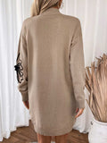 Perfee Flower Mock Neck Long Sleeve Sweater Dress - Trendsi - Flyclothing LLC