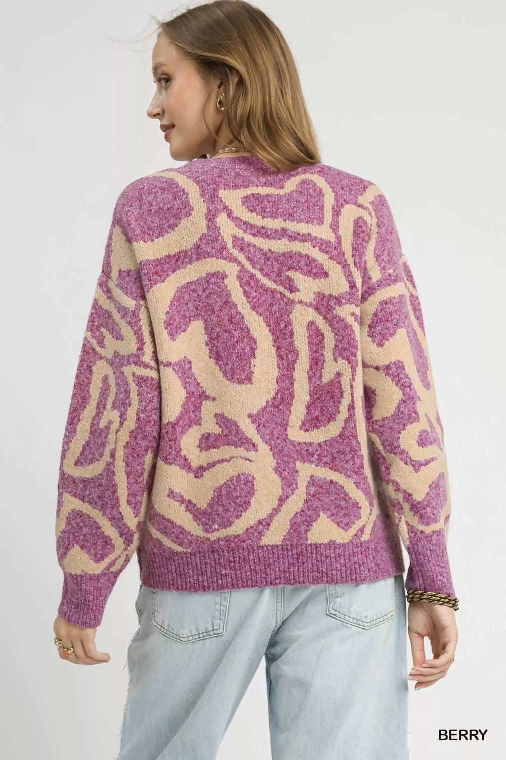 Umgee Ribbed Hem Contrast Dropped Shoulder Sweater - Trendsi - Flyclothing LLC