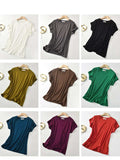 Round Neck Short Sleeve T-Shirt - Trendsi - Flyclothing LLC