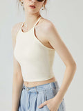 Grecian Neck Cropped Tank with Chest Pads - Trendsi - Flyclothing LLC