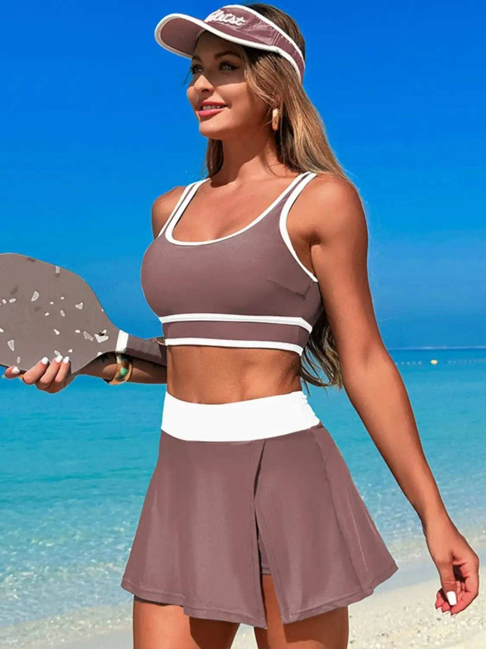 Scoop Neck Top and Skort Swim Set - Trendsi - Flyclothing LLC