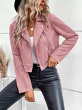 Suede Moto Jacket with Zip Detail - Trendsi - Flyclothing LLC