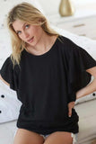 BiBi Thermal Knit with Ruffled Sleeve Top - Trendsi - Flyclothing LLC