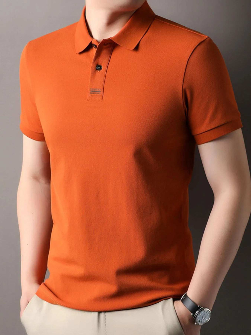 Men's Plus Size Button Detail Short Sleeve Polo - Trendsi - Flyclothing LLC