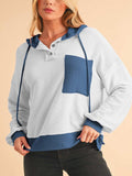 Corded Color Block Drawstring Hoodie - Trendsi - Flyclothing LLC
