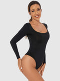 Full Size Scoop Neck Long Sleeve Bodysuit - Trendsi - Flyclothing LLC