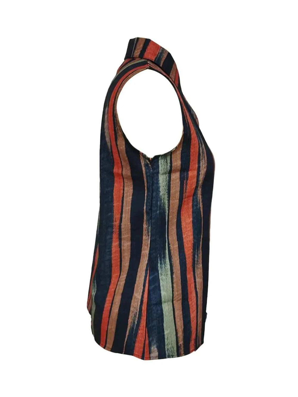Button Detail Striped Sleeveless Shirt - Trendsi - Flyclothing LLC