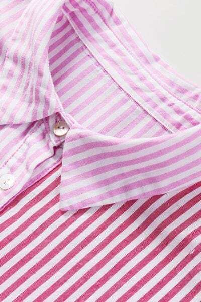 Button Down Striped Ruffled Hem Shirt - Trendsi - Flyclothing LLC