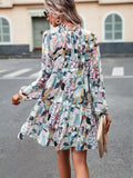 Printed Long Sleeve Mini Dress - Trendsi - Flyclothing LLC