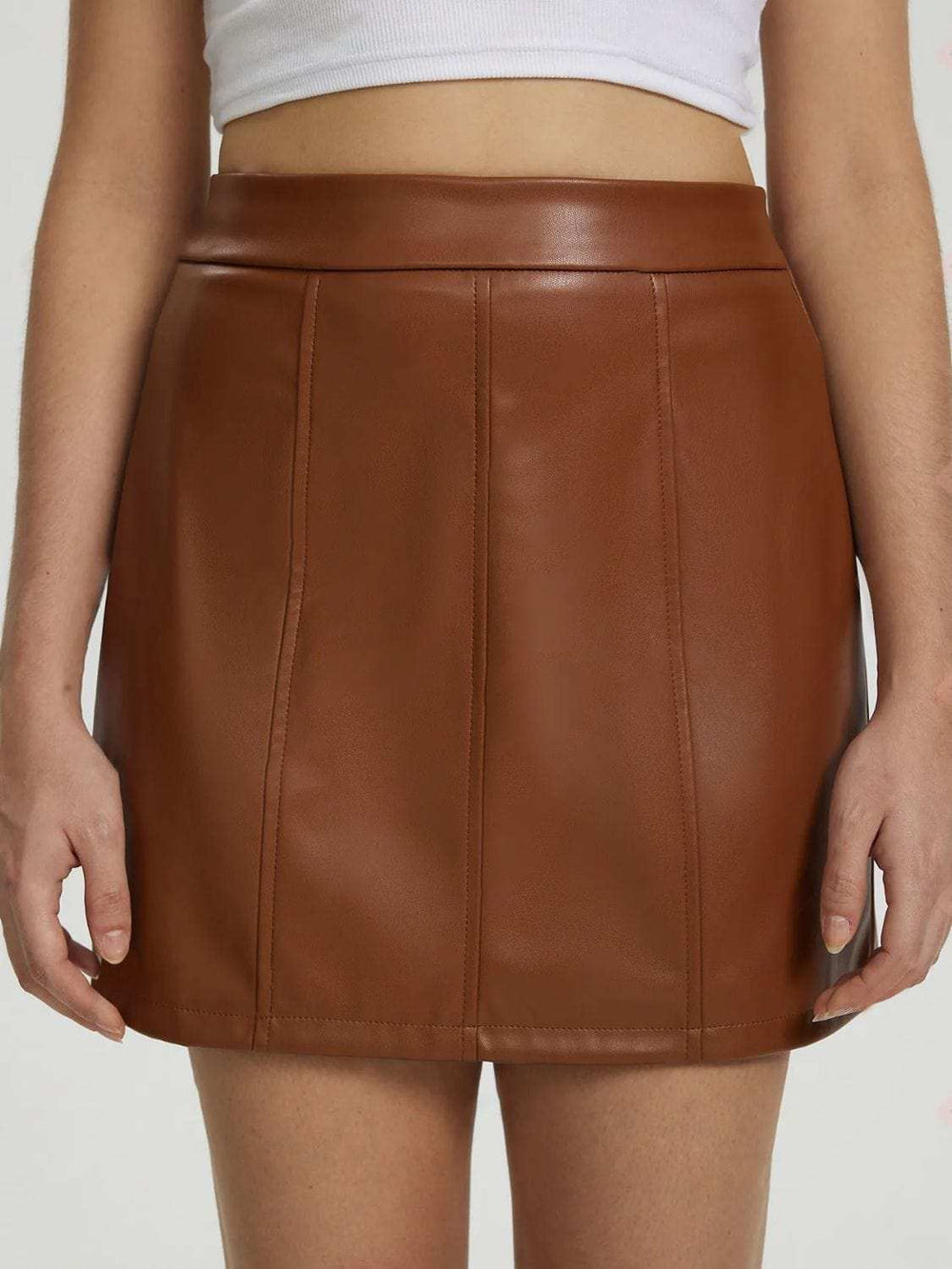 Mini Skirt with Zipper - Trendsi - Flyclothing LLC