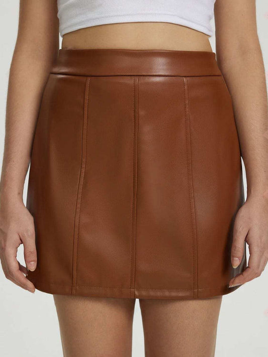 Mini Skirt with Zipper - Trendsi - Flyclothing LLC