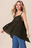 BiBi Popcorn Waffle Knit with Buttoned Front Cami Top - Trendsi - Flyclothing LLC