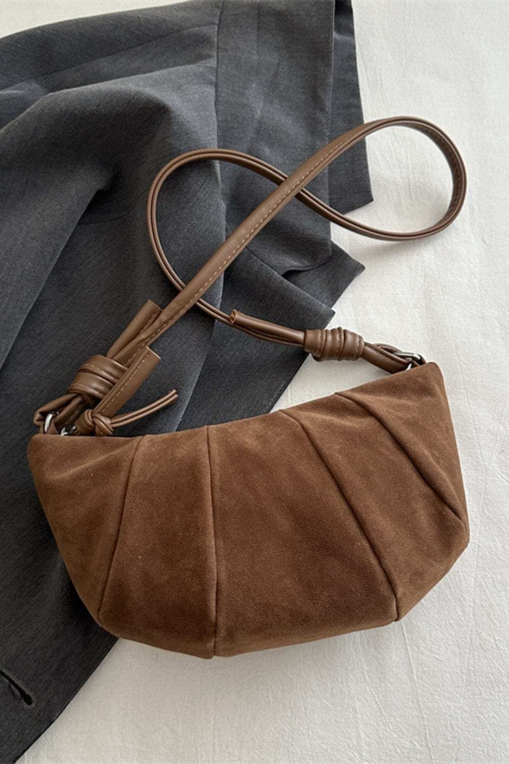Suede Croissant Shape Shoulder Bag - Trendsi - Flyclothing LLC