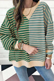 Contrast Stripes Round Neck Long Sleeve Sweatshirt - Trendsi - Flyclothing LLC