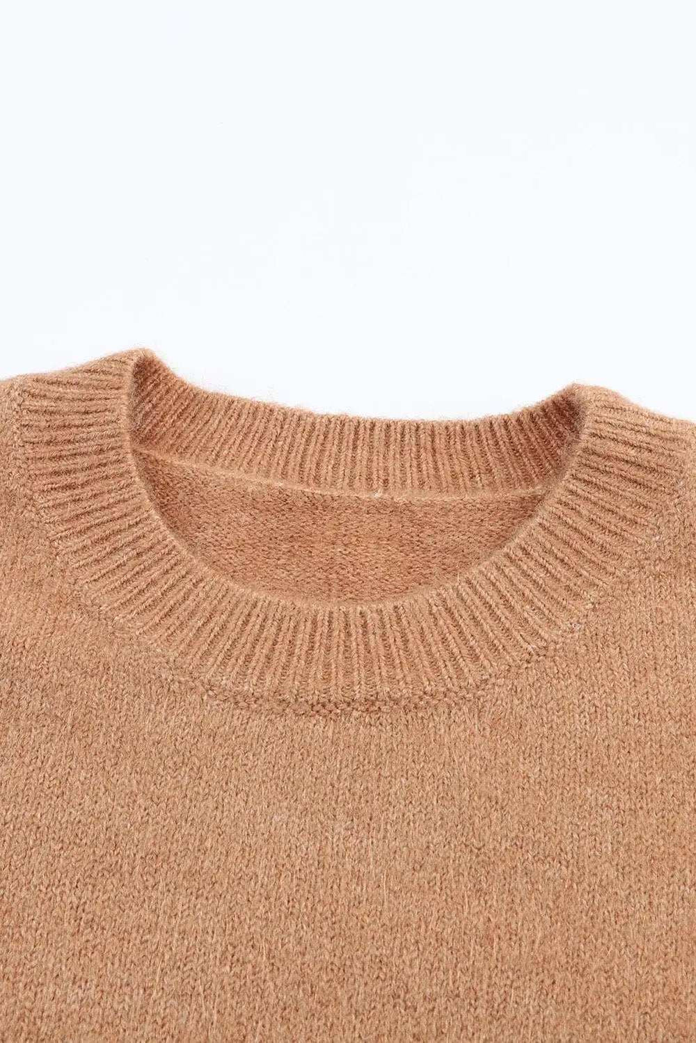 Color Block Round Neck Dropped Shoulder Sweater - Trendsi - Flyclothing LLC