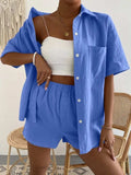 Button Up Short Sleeve Shirt and Shorts Set - Trendsi - Flyclothing LLC